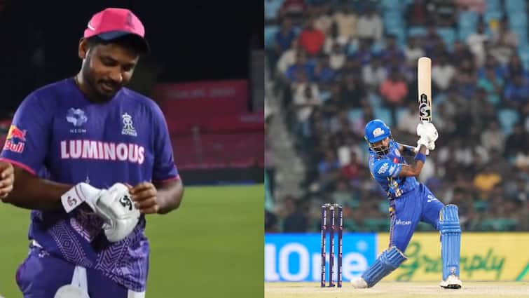Sanju samson reveals Hardik Pandya gloves has diamond viral video on social media IPL 2025 Mumbai Indians vs Rajasthan Royals